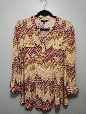 Cocomo Multicolor Chevron Blouse - Yellow, Rust, Cream